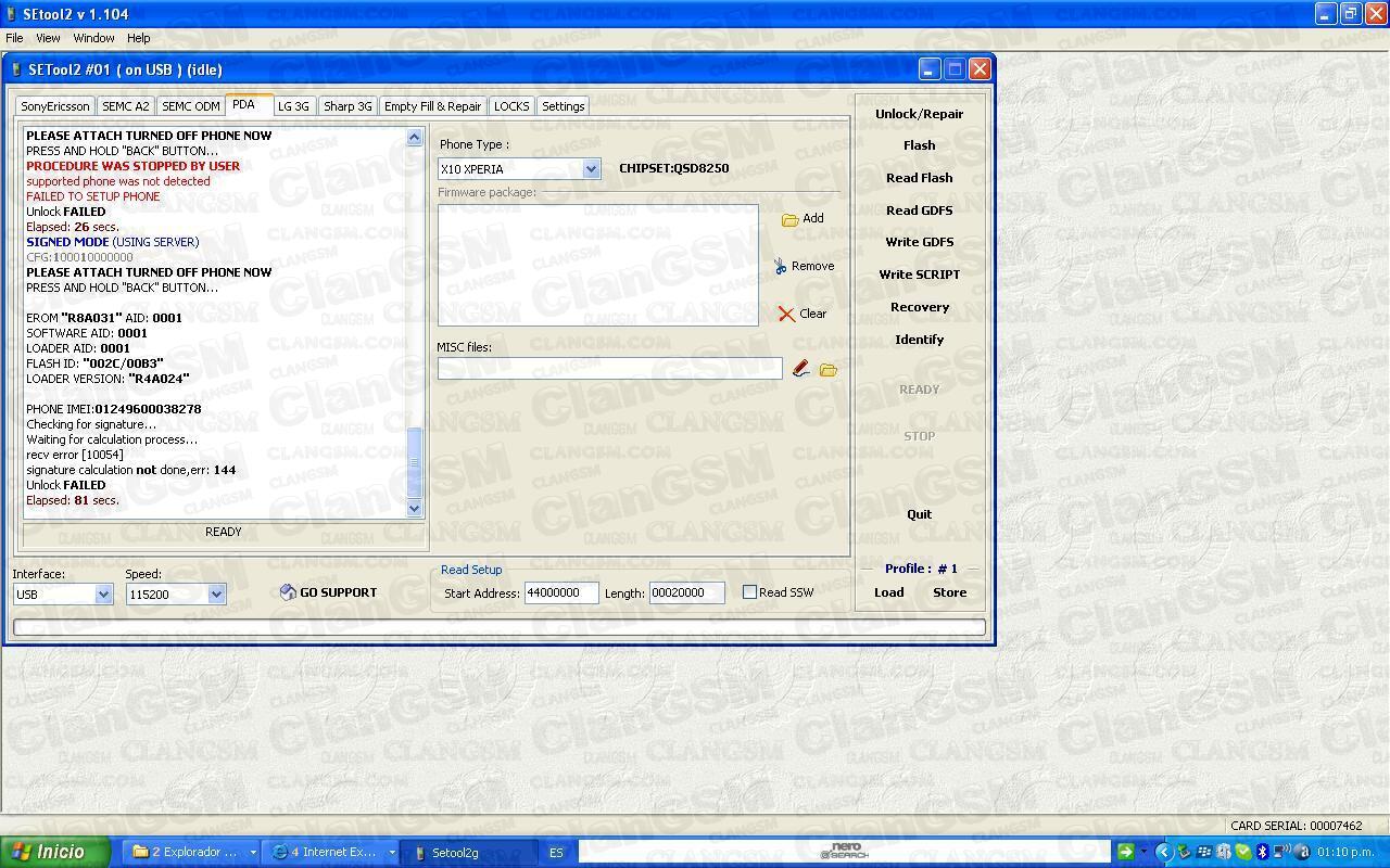 X10 unlock con setool failed clan gsm uni n de los expertos en
