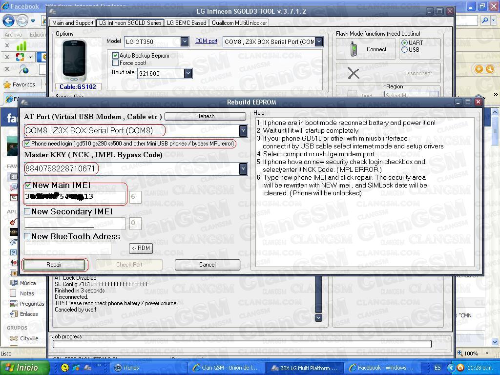 Unlock E Ixxx Lg Con Z3x Modulo Lg Sgold3 Tool Clan Gsm Union De Los Expertos En Telefonia Celular