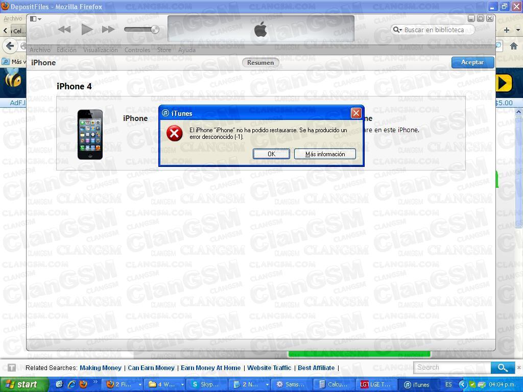 Iphone 4s Al Restaurar Error -1 Al Intenter Restaurar - Clan GSM ...