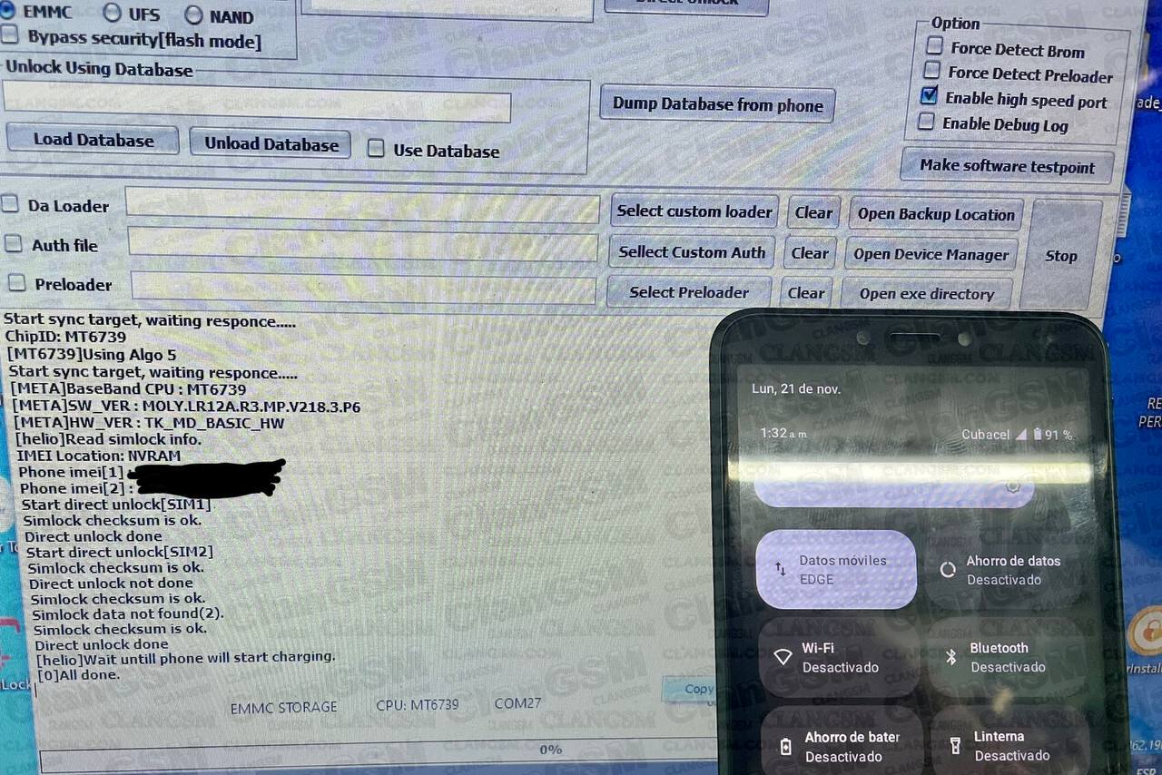 Unlock Vortex V23 Clan GSM Unión de los Expertos en Telefonía Celular