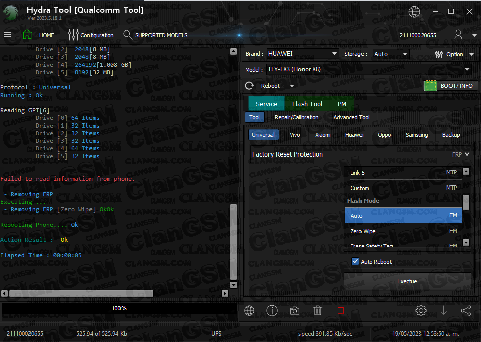 Frp Honor X8 Tfy-lx3 Con Unlock Tool (aporte) - Clan GSM - Unión