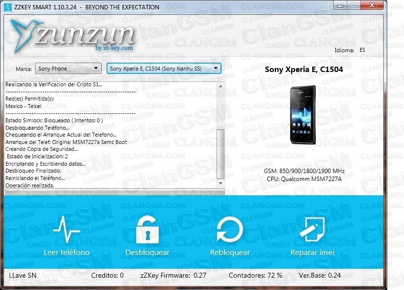 Aporte! Unlock A Xperia C1504 Con Zzkey - Clan GSM - Unión de los Expertos  en Telefonía Celular