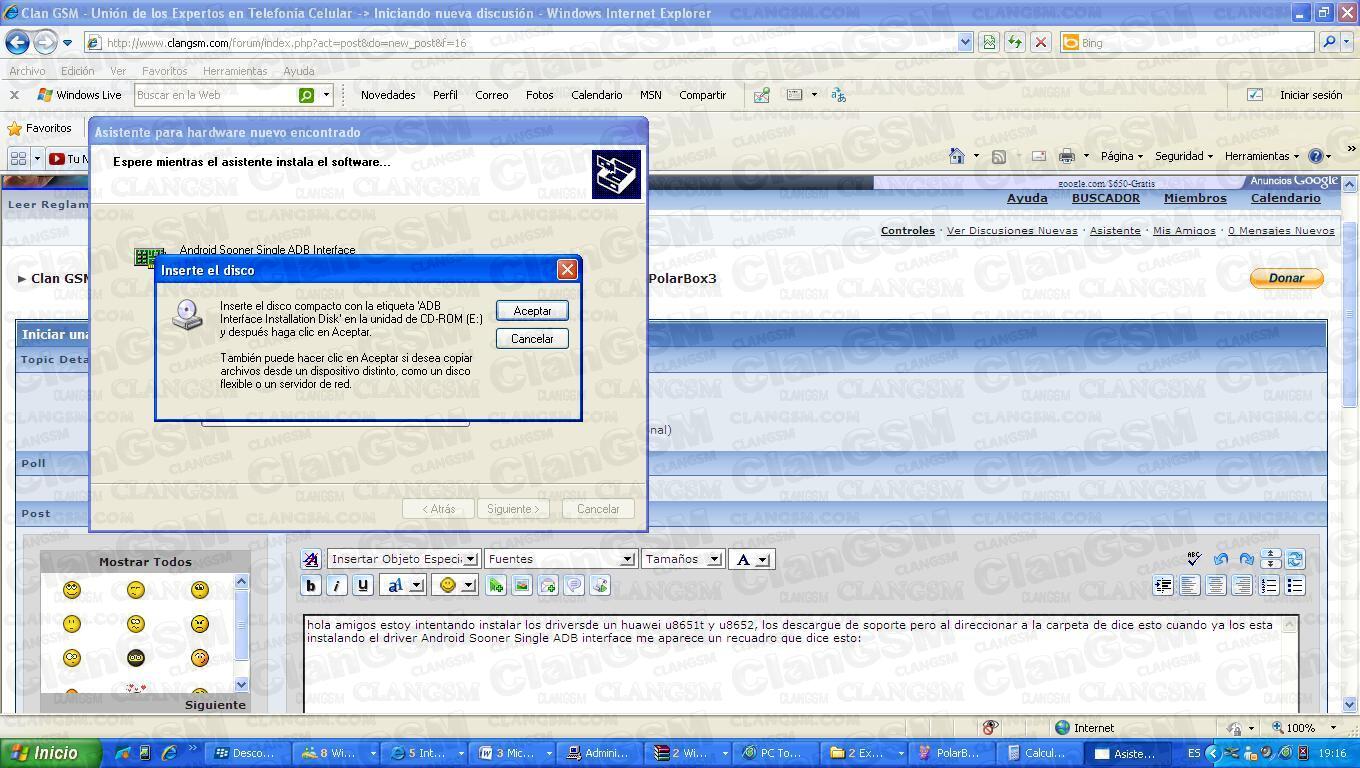 Problema al instalar los drives para huawei u8651t y u8652 contestado