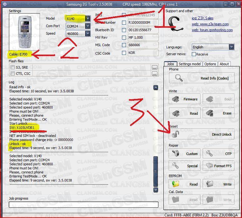 Aporte Unlock Samsung X105 Con Z3x Clan Gsm Union De Los Expertos En Telefonia Celular