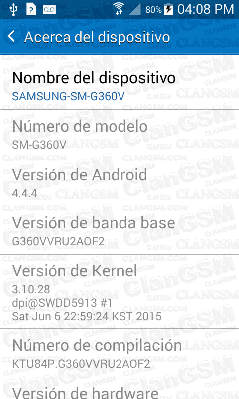 Activar Gsm Samsung Galaxy Sm-g360v - Clan GSM - Unión de los Expertos