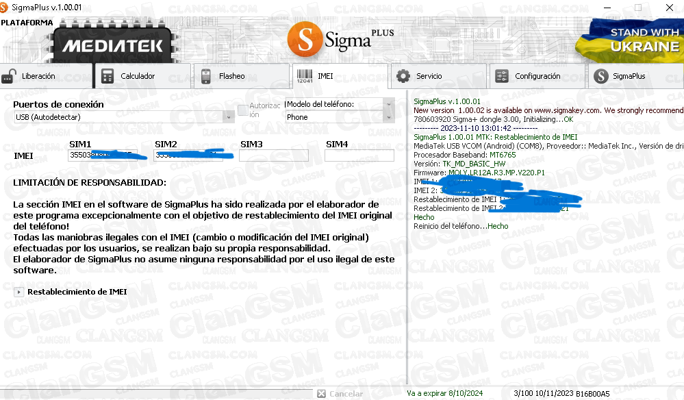 Aporte Reparar Imei Kalley Black Z Clan GSM Union de los Expertos en Telefonia Celular
